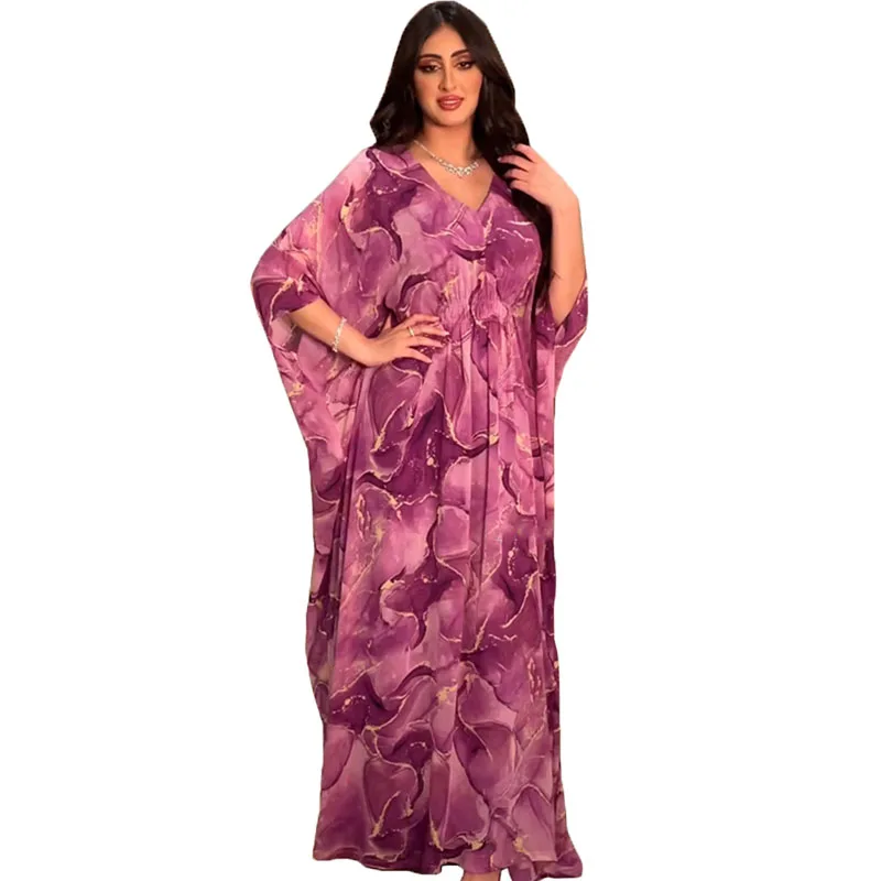 Muslim Long Dress for Women Chiffon Print Dubai Abaya Kaftan Bat Sleeve Party Robe Gulf Jalabiya Islamic Clothing Beach Dresses
Muslim Long Dress for Women Chiffon Print Dubai Abaya Kaftan Bat Sleeve Party Robe Gulf Jalabiya Islamic Clothing Beach Dresses
