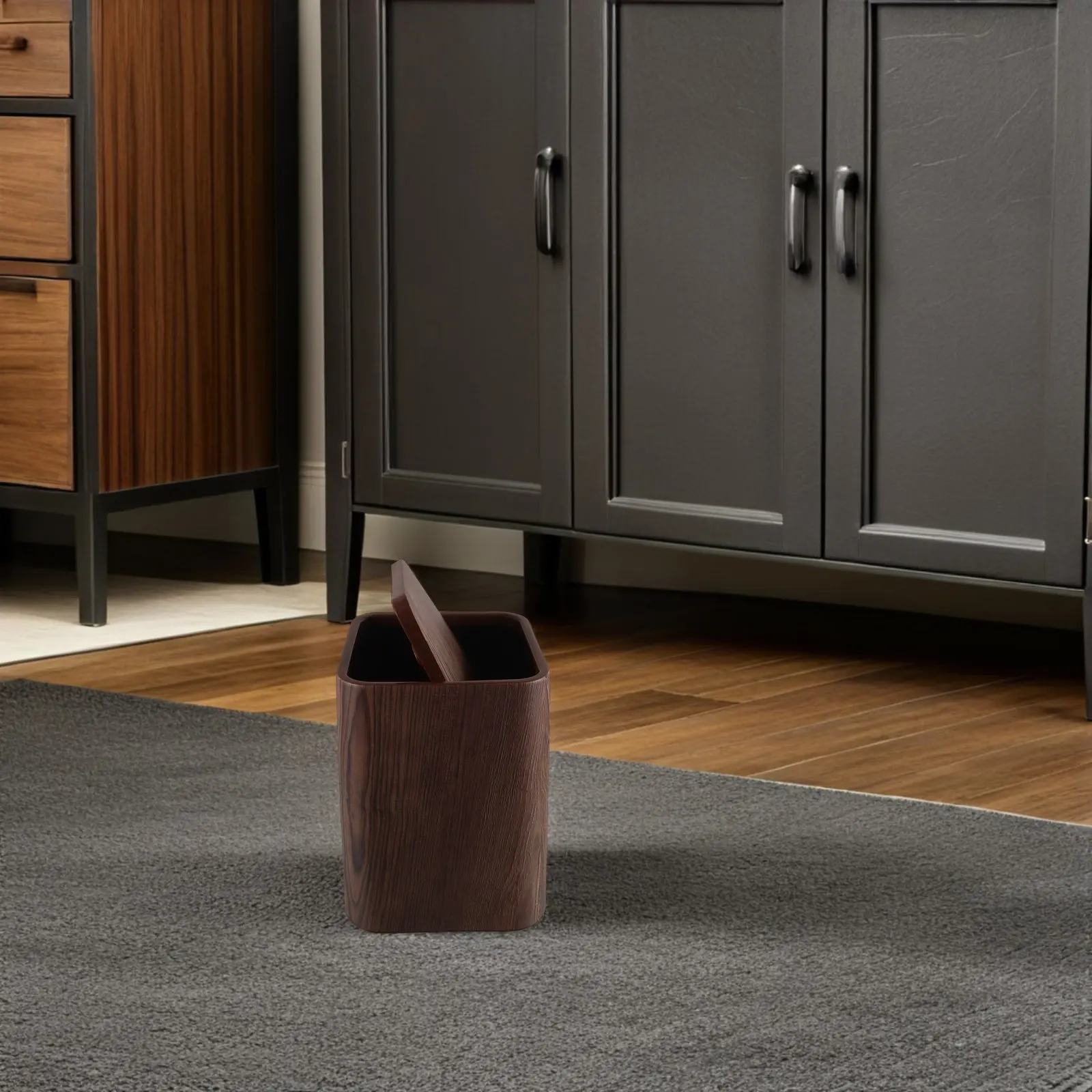 Garbage Can Retro Wood Grain Style Stable PP Kitchen Bathroom Bedroom Trash Bin with Lid Quiet Operation Living Room Office
Garbage Can Retro Wood Grain Style Stable PP Kitchen Bathroom Bedroom Trash Bin with Lid Quiet Operation Living Room Office