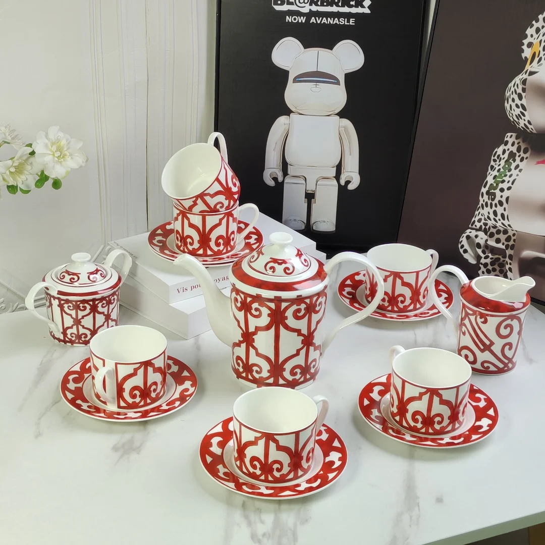 Red Geometric Household Coffee Set, Bone China Cup, Saucer Pot, Milk Pot, Sugar Jar, Black Tea Set, Coffeeware, Kitchen Teaware
Red Geometric Household Coffee Set, Bone China Cup, Saucer Pot, Milk Pot, Sugar Jar, Black Tea Set, Coffeeware, Kitchen Teaware