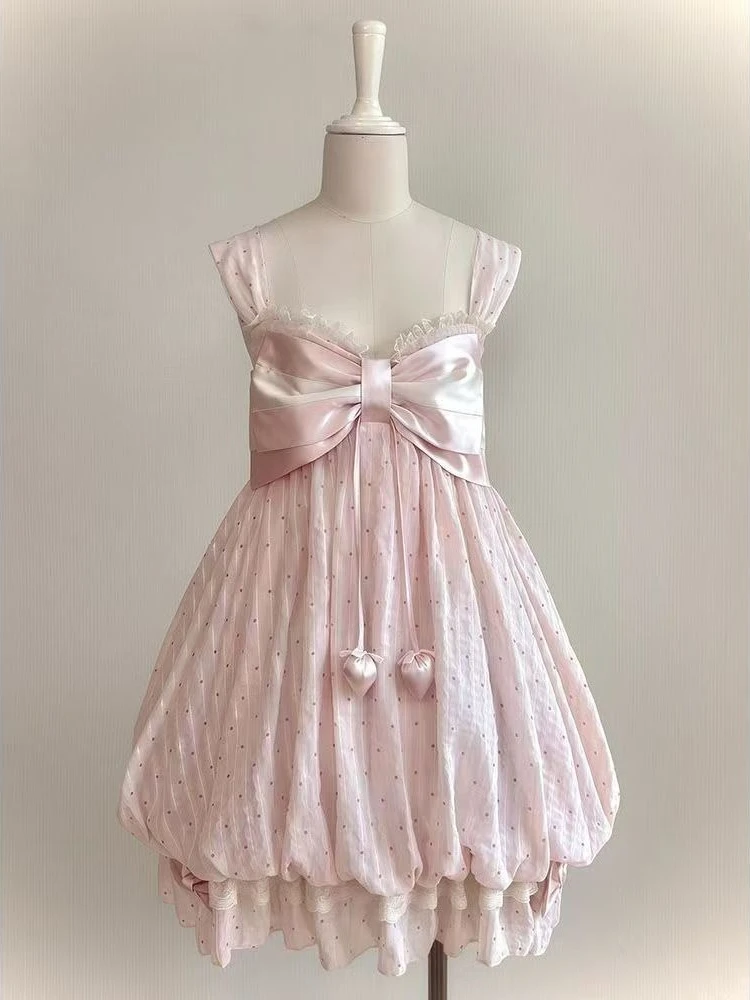 Sweet Summer New Shawl Bow Lace Short Sleeve Suspender Dress Two-piece Set Vintage Pink Polka Dot Flower Bud Kawaii Dresses New
Sweet Summer New Shawl Bow Lace Short Sleeve Suspender Dress Two-piece Set Vintage Pink Polka Dot Flower Bud Kawaii Dresses New