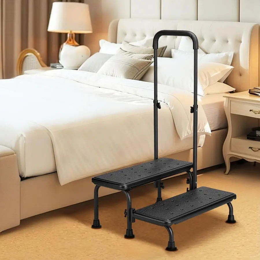 2 Step Stool with Handle for Elderly, Heavy Duty Step Stool with Adjustable Handrail, NonSkid Platform and 6 Fixing Buckle, Bed
2 Step Stool with Handle for Elderly, Heavy Duty Step Stool with Adjustable Handrail, NonSkid Platform and 6 Fixing Buckle, Bed