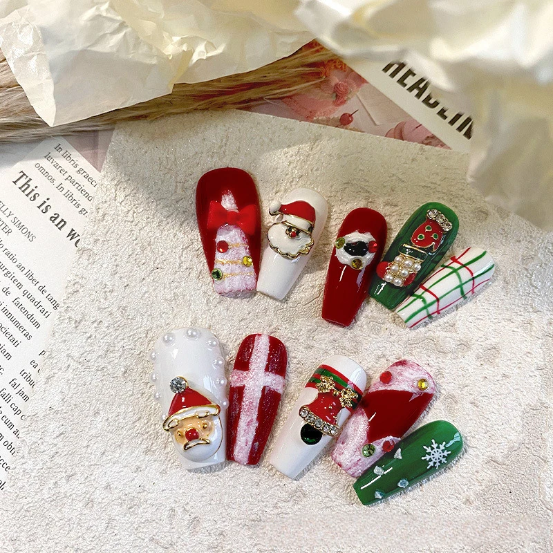10Pcs Handmade Cute Christmas Long Fake Nails Santa Claus Glossy New Year Gift Press on nails Wearable Detachable Art Manicur
10Pcs Handmade Cute Christmas Long Fake Nails Santa Claus Glossy New Year Gift Press on nails Wearable Detachable Art Manicur