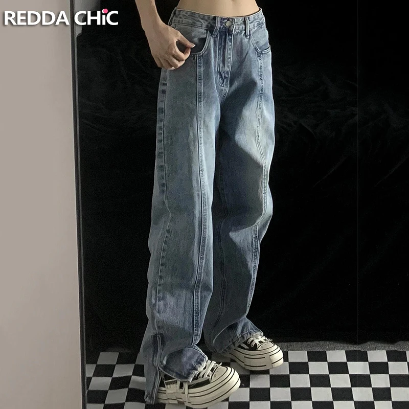 REDDACHiC Zipper Split Straight Jeans Women 90s Retro Skater Seamed Patchwork Denim Pants Loose Long Trousers Hiphop Streetwear
REDDACHiC Zipper Split Straight Jeans Women 90s Retro Skater Seamed Patchwork Denim Pants Loose Long Trousers Hiphop Streetwear