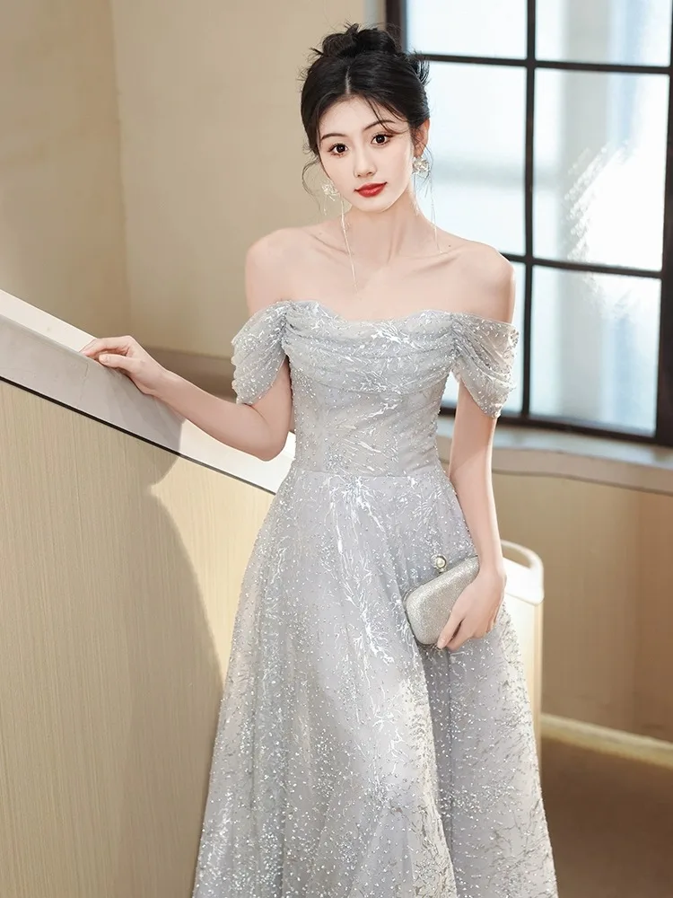 Ele One-oulder Long Dr for Women Birthday aduation Ceremony Faionable Princ Sle Midi Skirt ort Sve
Ele One-oulder Long Dr for Women Birthday aduation Ceremony Faionable Princ Sle Midi Skirt ort Sve