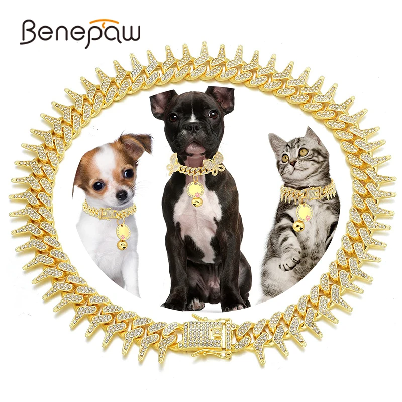 Benepaw Durable Gold Dog Collar Bling CZ Diamond Chain Secure Buckle Rivet Metal Puppy Cuban Link For Small Medium Large Dogs
Benepaw Durable Gold Dog Collar Bling CZ Diamond Chain Secure Buckle Rivet Metal Puppy Cuban Link For Small Medium Large Dogs