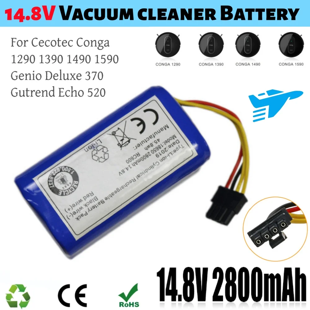 14,4 В 14,8 В 18650 литий-ионная аккумуляторная батарея для робота-пылесоса Cecotec Conga 1290/1390/1490/1590 и Gutrend Echo 520
14,4 В 14,8 В 18650 литий-ионная аккумуляторная батарея для робота-пылесоса Cecotec Conga 1290/1390/1490/1590 и Gutrend Echo 520