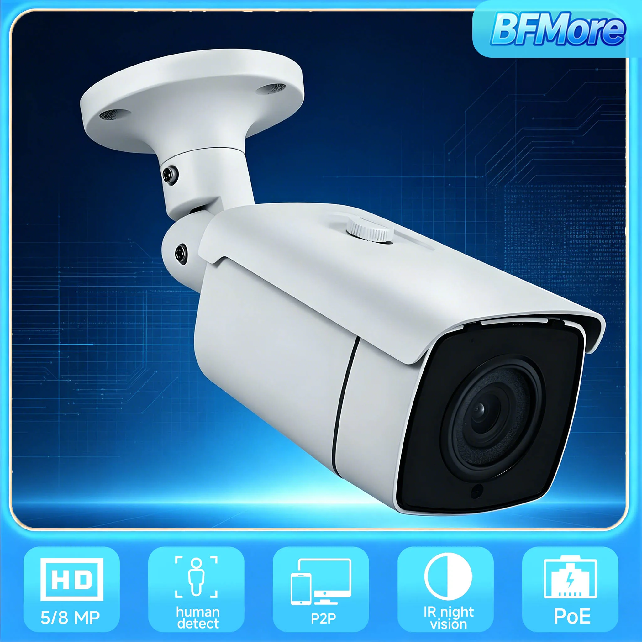 BFMore 4K 8MP 5MP 2MP PoE Outdoor 5X Zoom Two-way Audio Bullet IP камера Surveillance System ONVIF Motion Detect Email Alert
BFMore 4K 8MP 5MP 2MP PoE Outdoor 5X Zoom Two-way Audio Bullet IP камера Surveillance System ONVIF Motion Detect Email Alert