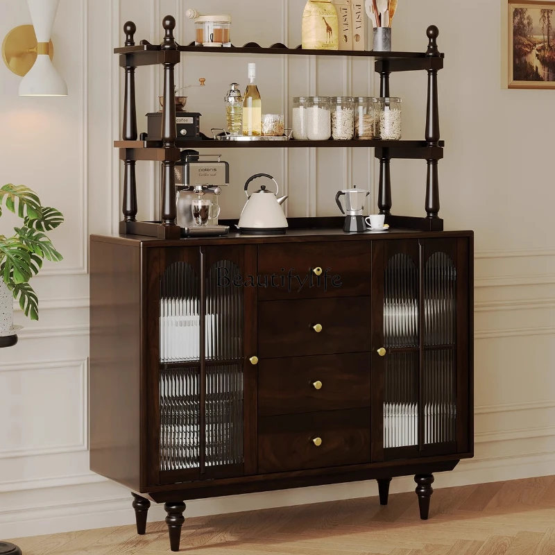 American light luxury retro style solid wood side cabinet dark coffee color light luxury
American light luxury retro style solid wood side cabinet dark coffee color light luxury