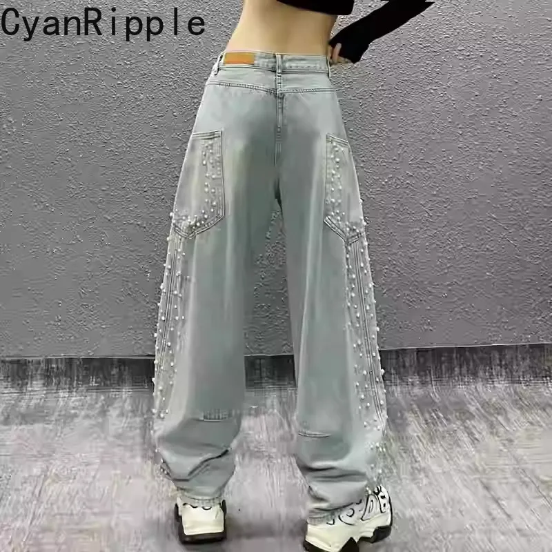 Fashionable New Spring Autumn Side Pocket Beads Denim Straight Pants All-match High Waist Wide Leg Casual Straight Banana Jeans
Fashionable New Spring Autumn Side Pocket Beads Denim Straight Pants All-match High Waist Wide Leg Casual Straight Banana Jeans