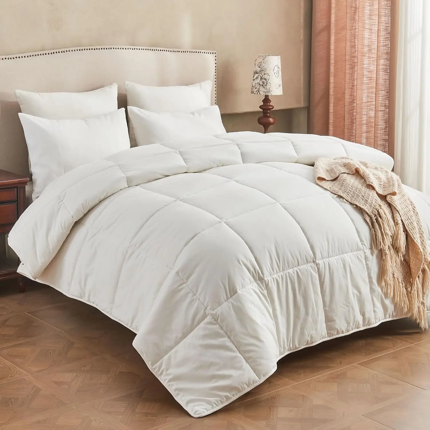 Organic Cotton Wool Comforter King Size, Hypoallergenic Duvet Insert, All-Season Temperature Regulating Bedding, White
Organic Cotton Wool Comforter King Size, Hypoallergenic Duvet Insert, All-Season Temperature Regulating Bedding, White
