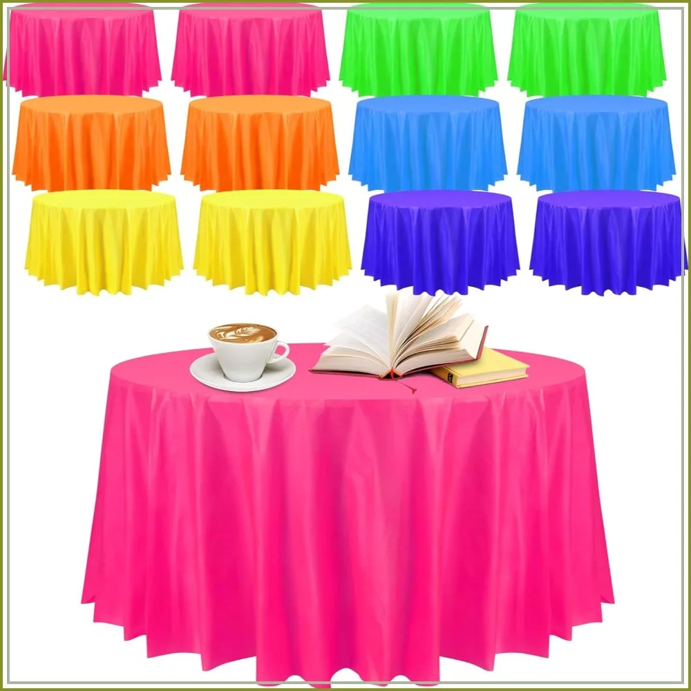84 Inch Large Round Tablecloth Disposable Plastic Party Cover for Wedding Birthday Picnic Tea Party Decor, 12 Pack
84 Inch Large Round Tablecloth Disposable Plastic Party Cover for Wedding Birthday Picnic Tea Party Decor, 12 Pack
