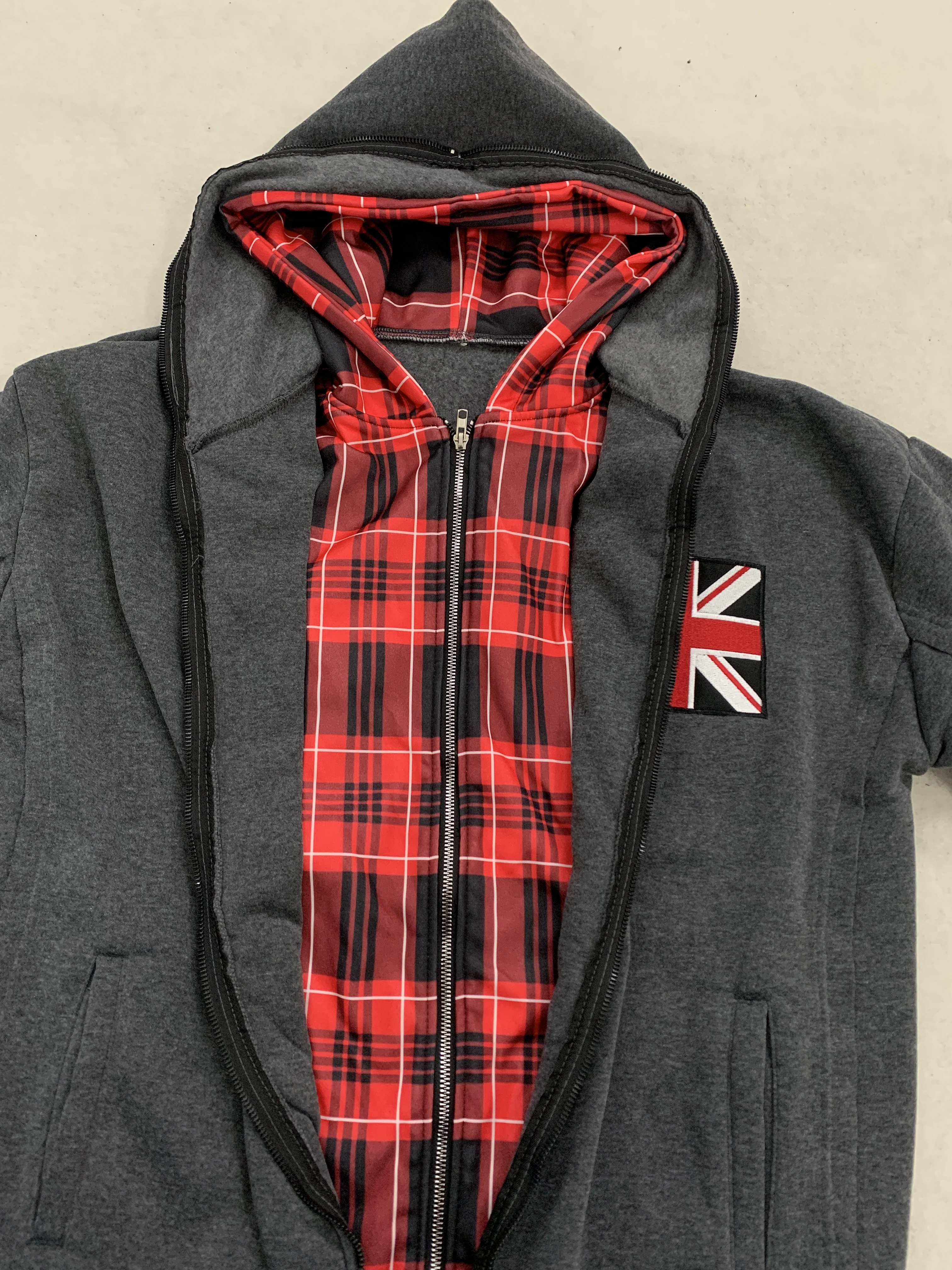 Men's Oversized Grey Union Jack Embroidered Zip Hoodie Vintage UK Flag Streetwear Hip Hop Hooded Sweatshirt
Men's Oversized Grey Union Jack Embroidered Zip Hoodie Vintage UK Flag Streetwear Hip Hop Hooded Sweatshirt
