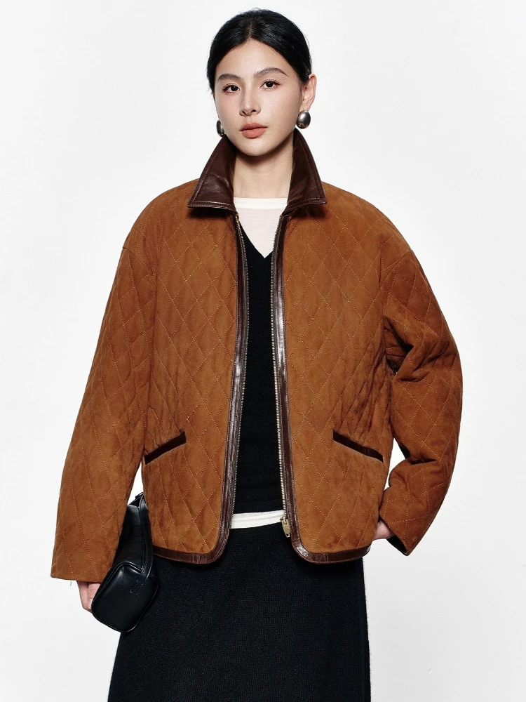 Genuine Leather Quilted Jackets for Women High-end Simple Contrast Lapel Design Short Winter Real Sheepskin Camel Down Coat
Genuine Leather Quilted Jackets for Women High-end Simple Contrast Lapel Design Short Winter Real Sheepskin Camel Down Coat