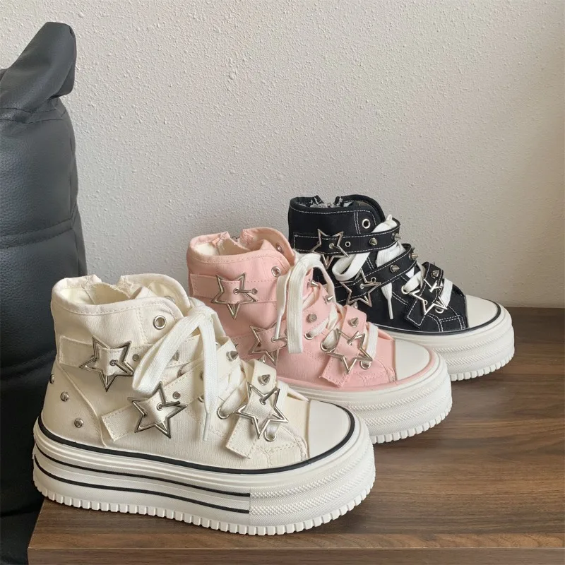 Women Shoes Fashion Thick Soled High Top Casual Sneaker Classic Breathable Canvas Shoes Height Increasing Skateboard Shoes Tenis
Women Shoes Fashion Thick Soled High Top Casual Sneaker Classic Breathable Canvas Shoes Height Increasing Skateboard Shoes Tenis