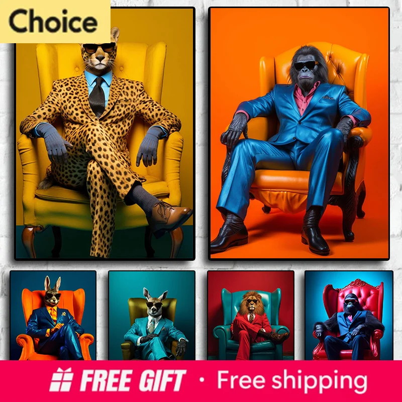 2026 Funny Elegant Animals Cool Cheetah Gorilla Zebra with Suit Pop Wall Art Poster Print Diamond Painting for Living Room Hom
2026 Funny Elegant Animals Cool Cheetah Gorilla Zebra with Suit Pop Wall Art Poster Print Diamond Painting for Living Room Hom