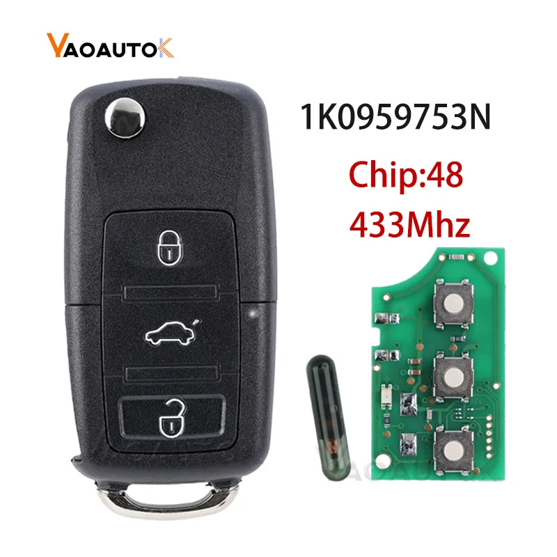 1K0959753N Flip Car Remote Key/Shell For VW PASSAT B5 B6 for Skoda CADDY GOLF JETTA Tiguan POLO ID48 Chip 433Mhz Blade HU66 Fob
1K0959753N Flip Car Remote Key/Shell For VW PASSAT B5 B6 for Skoda CADDY GOLF JETTA Tiguan POLO ID48 Chip 433Mhz Blade HU66 Fob