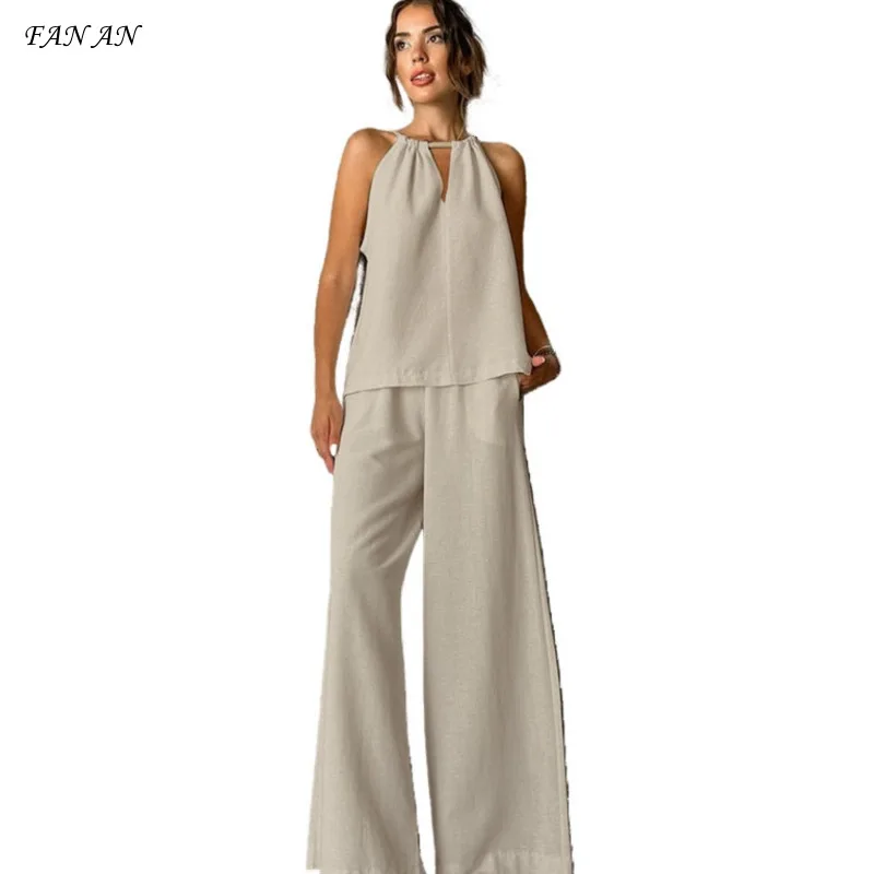 Fashion Suspender High Waisted Wide Leg Pants Casual Women's Set 2024 Summer and Autumn New Solid Color Versatile Two-piece Set
Fashion Suspender High Waisted Wide Leg Pants Casual Women's Set 2024 Summer and Autumn New Solid Color Versatile Two-piece Set