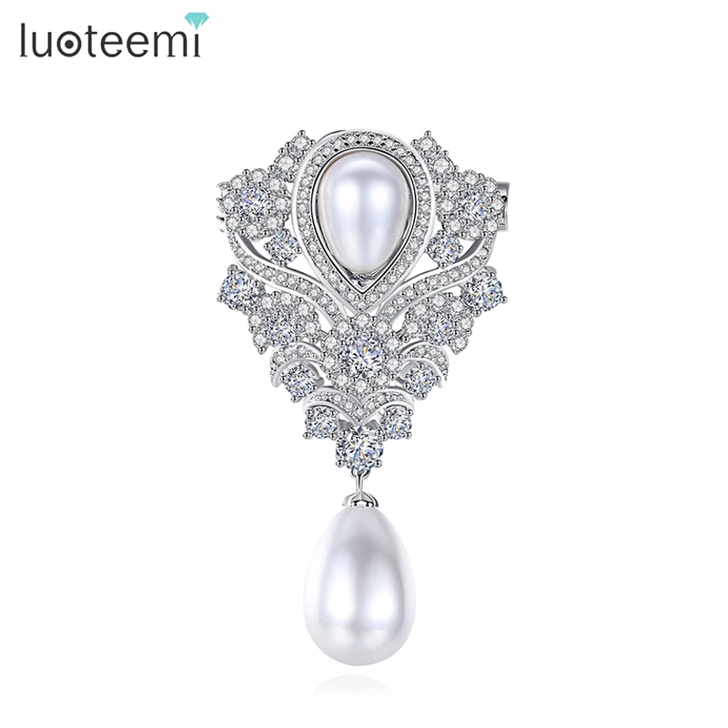 LUOTEEMI Vintage Pearl Brooch For Women Luxury Water Drop Imitation Pearl Cubic Zirconia CZ Brooch Pin Designer Quality Jewelry
LUOTEEMI Vintage Pearl Brooch For Women Luxury Water Drop Imitation Pearl Cubic Zirconia CZ Brooch Pin Designer Quality Jewelry