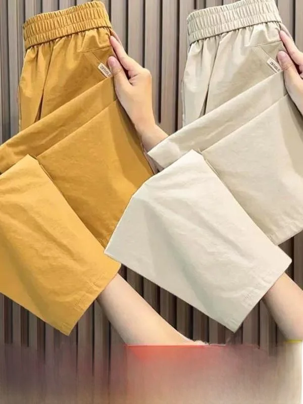 High Waist Summer Thin Breathable Ice Silk Elastic Waist Casual Straight Leg Pants for Women Nine Points Mom Pants
High Waist Summer Thin Breathable Ice Silk Elastic Waist Casual Straight Leg Pants for Women Nine Points Mom Pants