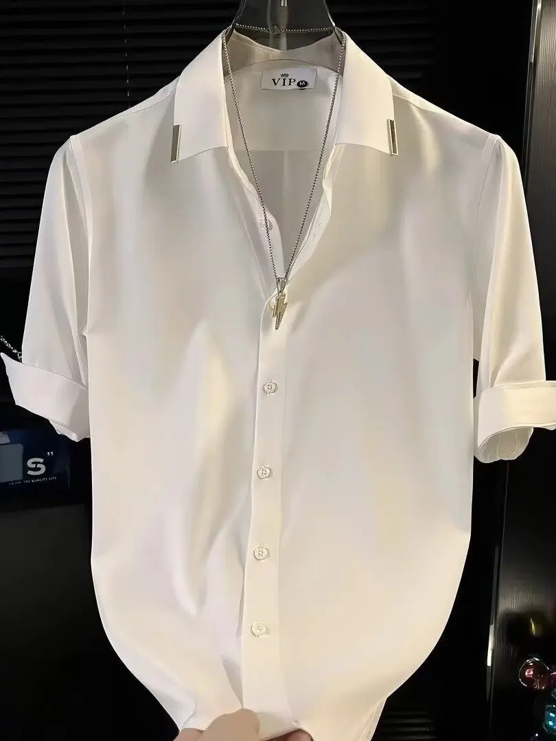 Summer New Men's Casual Shirt Short Sleeve Turn-down Collar Pure Color Simple Fashionable Standard Fit Polyester Fiber Ice Silk
Summer New Men's Casual Shirt Short Sleeve Turn-down Collar Pure Color Simple Fashionable Standard Fit Polyester Fiber Ice Silk