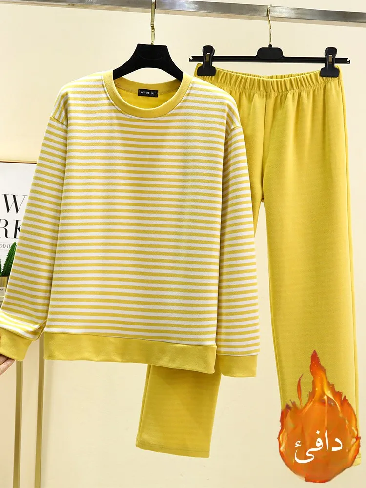 Warm Thiened Winter Pajamas Set Loose Fit Casual Sle Long Sve round Ne Home Clothes Two-Piece Suit for Ladies
Warm Thiened Winter Pajamas Set Loose Fit Casual Sle Long Sve round Ne Home Clothes Two-Piece Suit for Ladies
