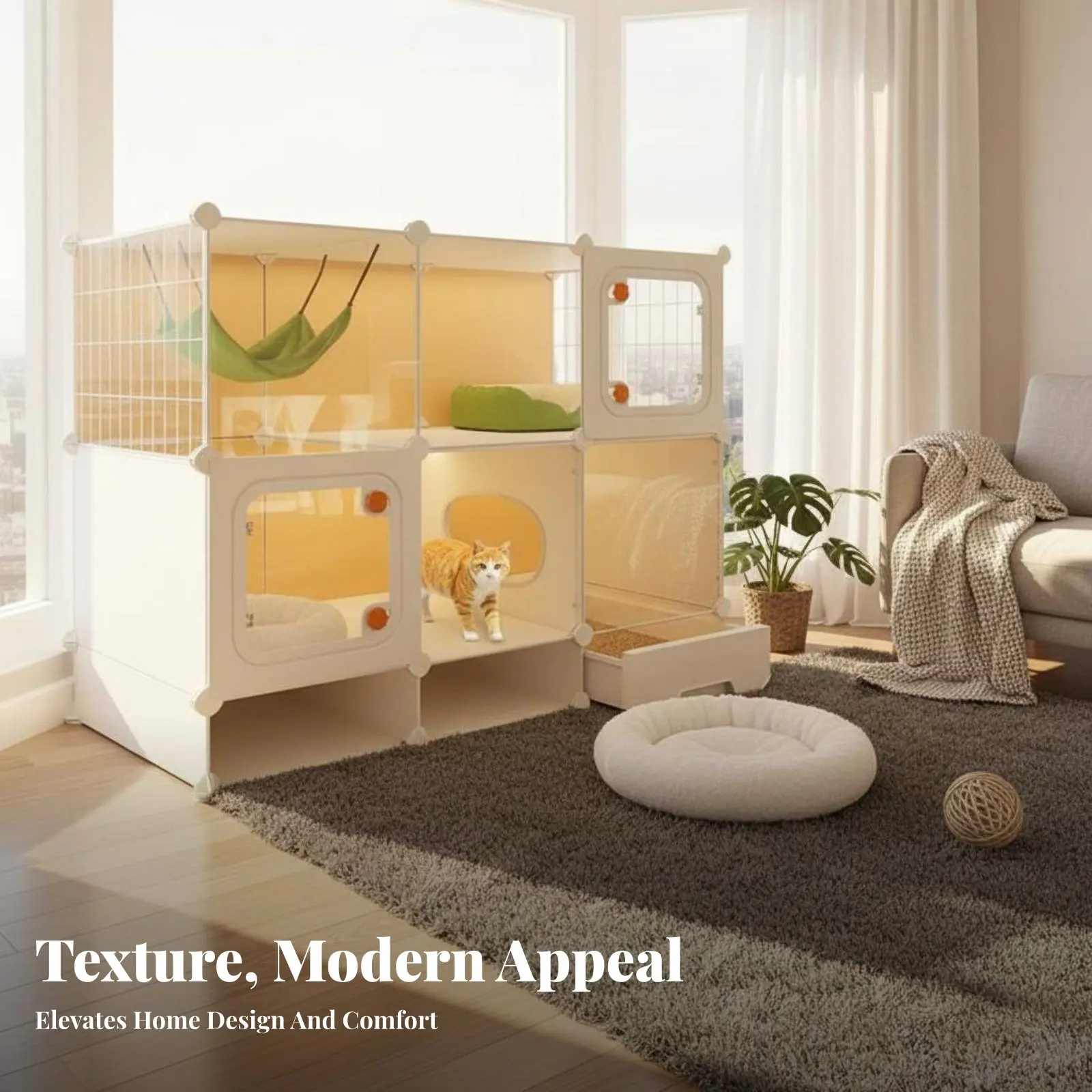 Multitiered Feline Villa with Integrated Litter Box Easy to Clean Multitiered Feline Kennel Breathable Mesh Top Storage Shelf
Multitiered Feline Villa with Integrated Litter Box Easy to Clean Multitiered Feline Kennel Breathable Mesh Top Storage Shelf