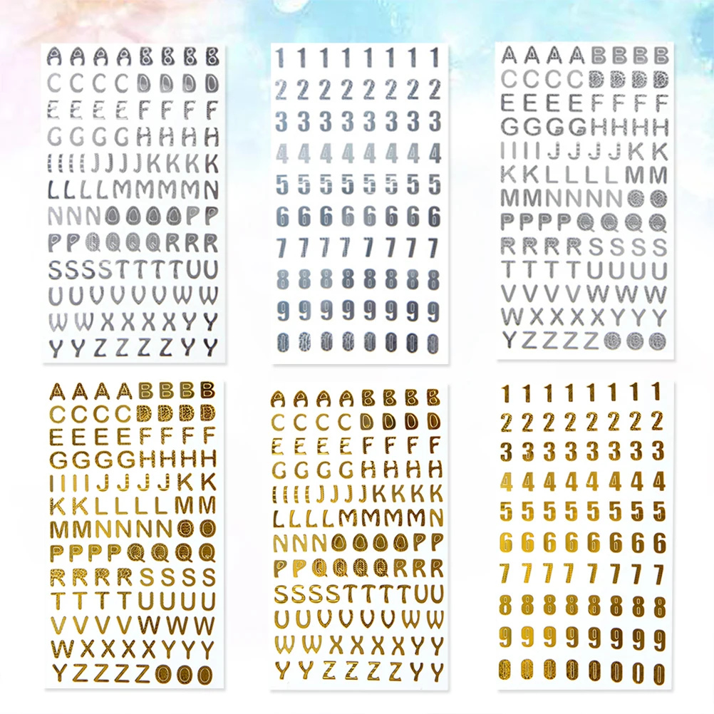 6 Sheets Scrapbooking Gold Stamping English Alphanumeric Stickers Card Letter Notebook Handbook Cute Number
6 Sheets Scrapbooking Gold Stamping English Alphanumeric Stickers Card Letter Notebook Handbook Cute Number