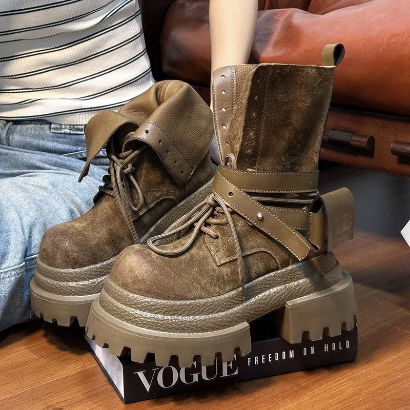 Platform Women's Boots Fashion Designer Big-head Motorcycle Mid-calf Boots Thick-soled Women's Western Cowboy Boots Botas Mujer
Platform Women's Boots Fashion Designer Big-head Motorcycle Mid-calf Boots Thick-soled Women's Western Cowboy Boots Botas Mujer