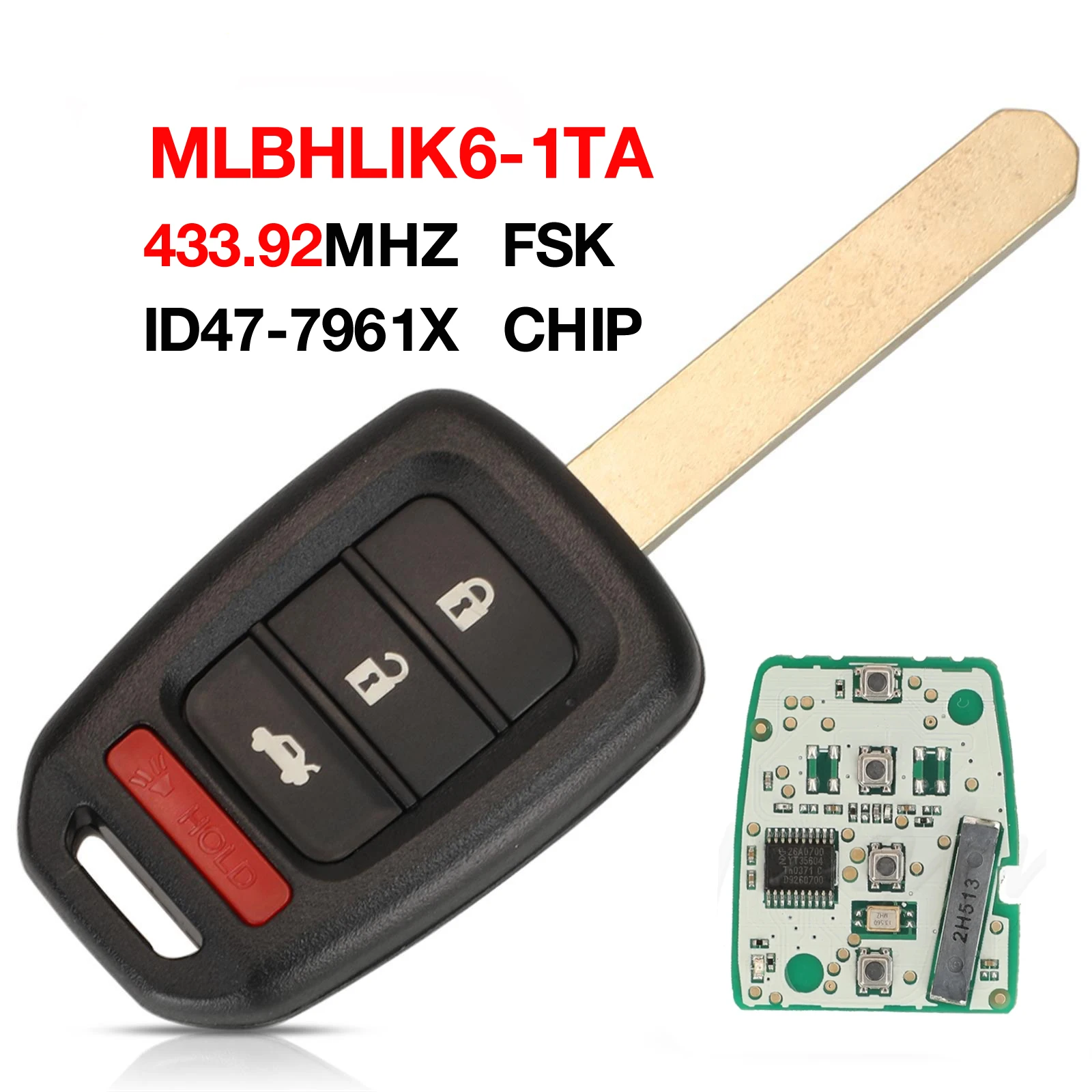 jingyuqin 4BTN 433.92MHz ID47 Chip MLBHL1K6-1TA 35118-T2A-A60 Key Head Remote FOB For HONDA ACCORD 2016-2017 CIVIC CR-V
jingyuqin 4BTN 433.92MHz ID47 Chip MLBHL1K6-1TA 35118-T2A-A60 Key Head Remote FOB For HONDA ACCORD 2016-2017 CIVIC CR-V