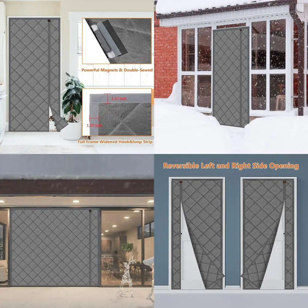 Gray 74 x 80 Magnetic Insulated Door Curtain, Waterproof, Windproof, Noise-Reducing, Side Access
Gray 74 x 80 Magnetic Insulated Door Curtain, Waterproof, Windproof, Noise-Reducing, Side Access
