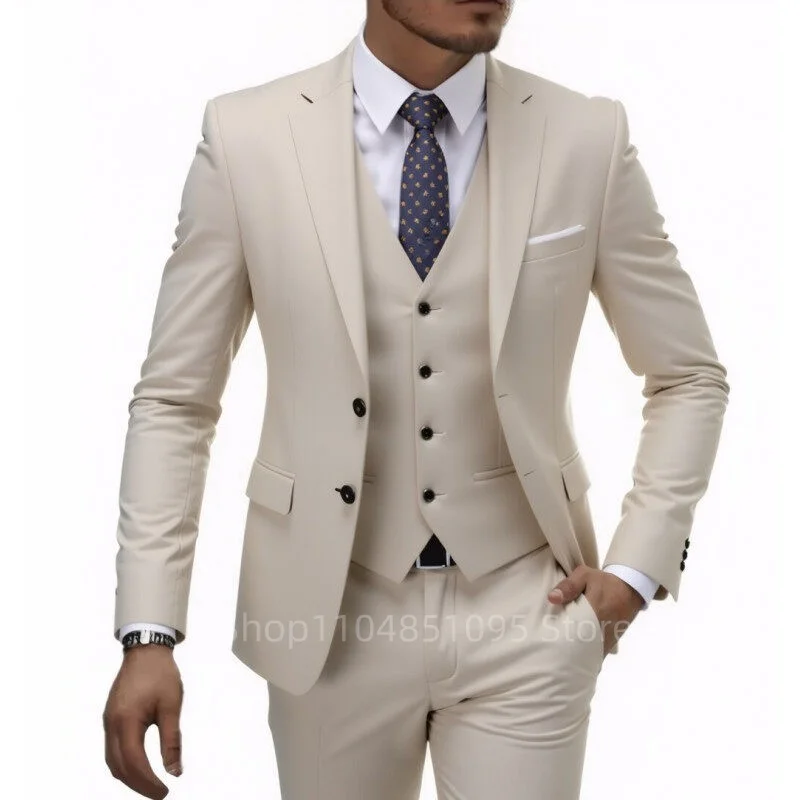 High Quality Formal 3 Piece Men Suits Single Breasted Blazer Vest Pants Slim Fit Wedding Business Costume Homme for Party Prom
High Quality Formal 3 Piece Men Suits Single Breasted Blazer Vest Pants Slim Fit Wedding Business Costume Homme for Party Prom