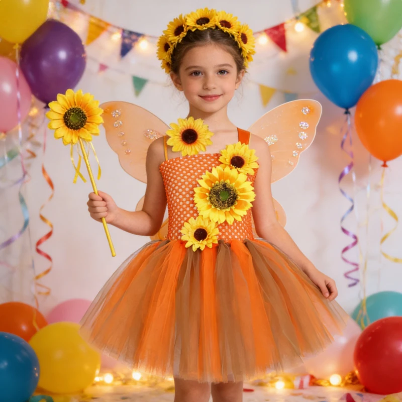 Sunflower Fairy Princess Costumes for Girls Halloween Thanksgiving Outfit Kids Fall Autumn Elf Tutu Dress with Butterfly Wings
Sunflower Fairy Princess Costumes for Girls Halloween Thanksgiving Outfit Kids Fall Autumn Elf Tutu Dress with Butterfly Wings