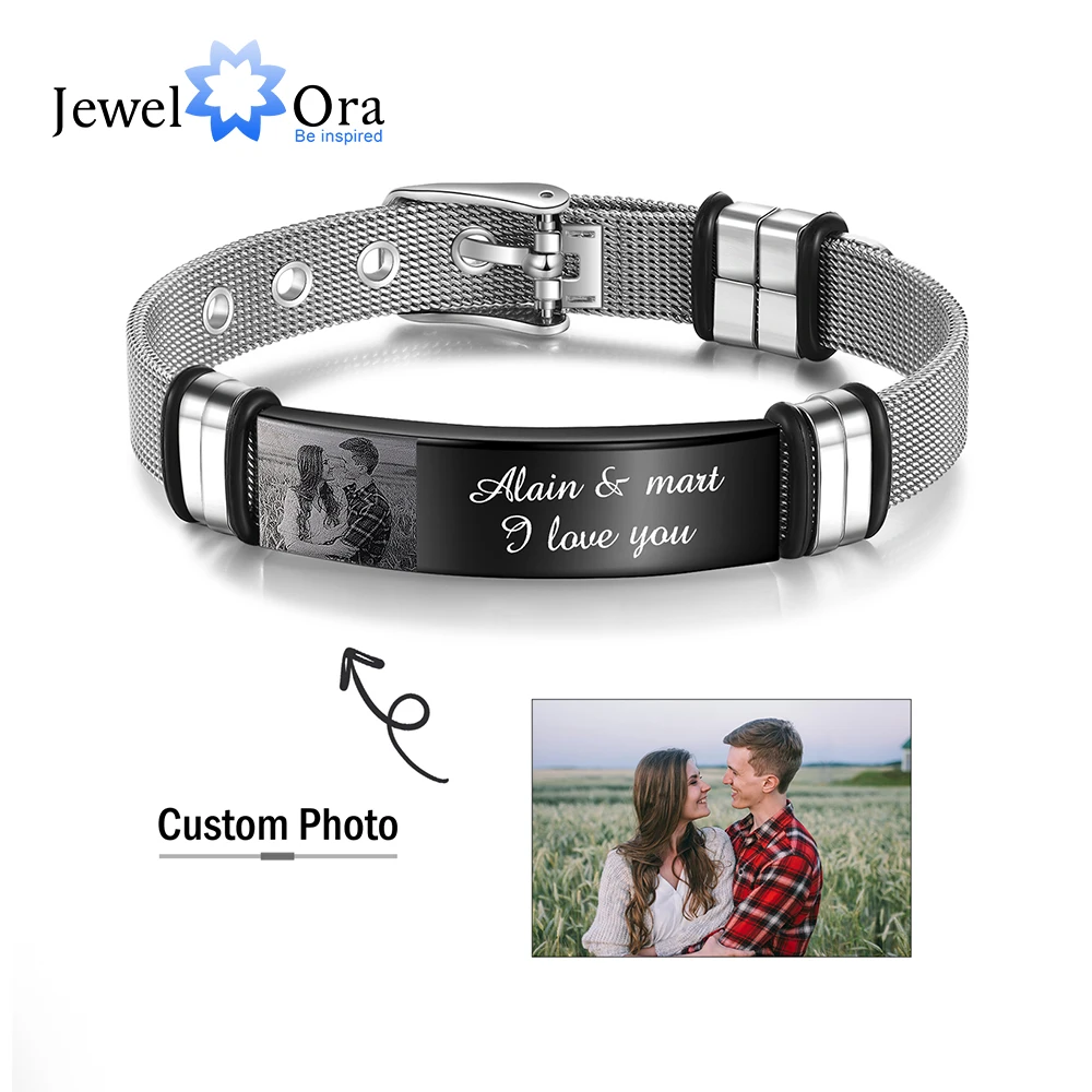 Personalized Engraved Name Date Men Bracelet Titanium Steel Customized Photo Adjustable Bracelets & Bangles Fathers Day Gift
Personalized Engraved Name Date Men Bracelet Titanium Steel Customized Photo Adjustable Bracelets & Bangles Fathers Day Gift