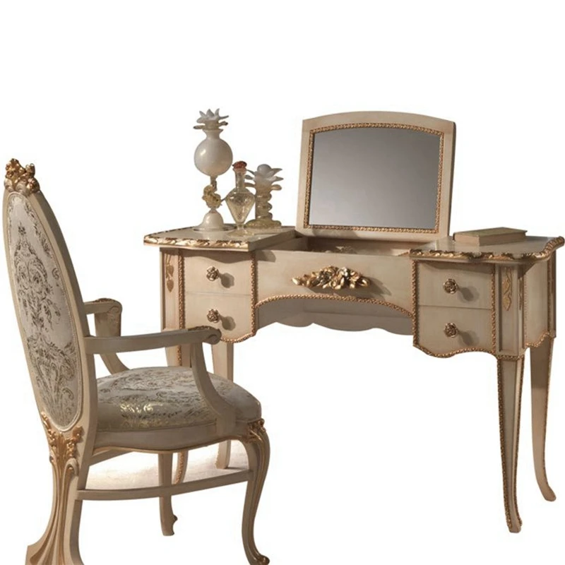 European-style carved dresser, small apartment, flip-top storage, makeup table, ivory white gold-painted old dressing chair
European-style carved dresser, small apartment, flip-top storage, makeup table, ivory white gold-painted old dressing chair