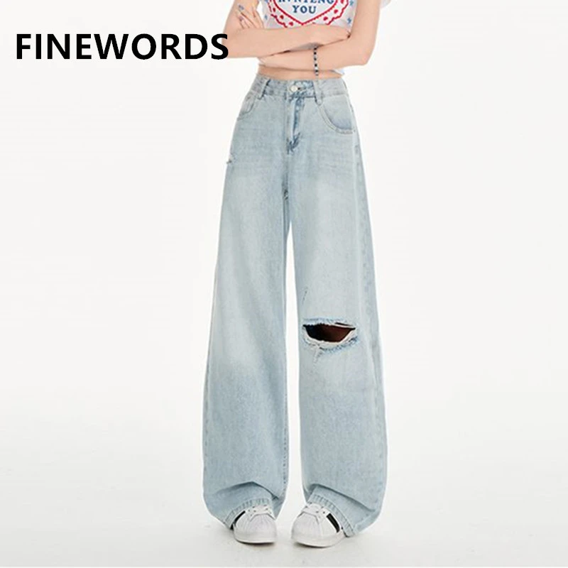 FINEWORDS Korean High Waist Ripped Jeans Women All Match Streetwear Baggy Denim Pants Full Length Vintage Casual Easymatch Jeans
FINEWORDS Korean High Waist Ripped Jeans Women All Match Streetwear Baggy Denim Pants Full Length Vintage Casual Easymatch Jeans