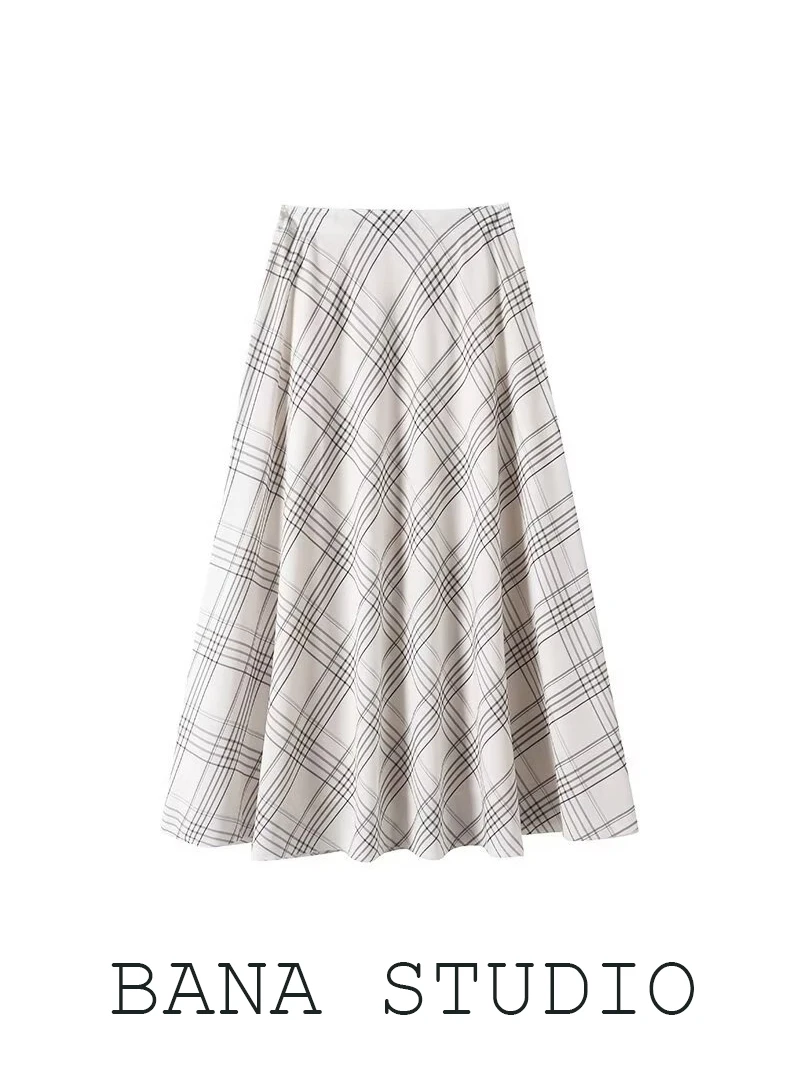 Юбка-миди трапециевидной формы с высокой талией и белым клетчатым узором, французская юбка Sle Ci для поездок на работу и свидания
Юбка-миди трапециевидной формы с высокой талией и белым клетчатым узором, французская юбка Sle Ci для поездок на работу и свидания