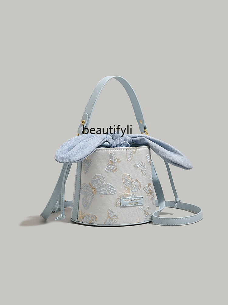 Cute Rabbit Ears Bucket Bag Women's Butterfly Embroidered Handbag Versatile Casual Shoulder Messenger Bag
Cute Rabbit Ears Bucket Bag Women's Butterfly Embroidered Handbag Versatile Casual Shoulder Messenger Bag