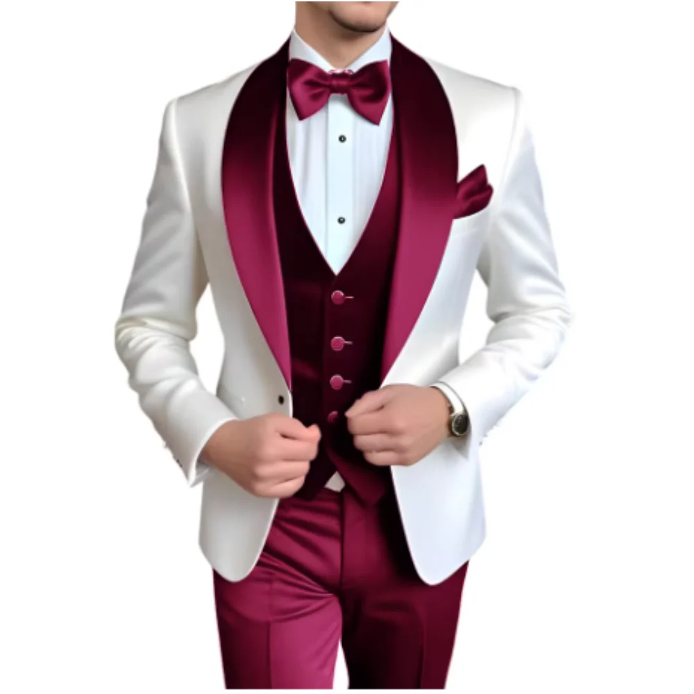 Customized Men's 3 Piece Tuxedo With Scarf Lapel Smoking Suit Wedding Groomsmen Formal Party Blazer Terno Masculino
Customized Men's 3 Piece Tuxedo With Scarf Lapel Smoking Suit Wedding Groomsmen Formal Party Blazer Terno Masculino
