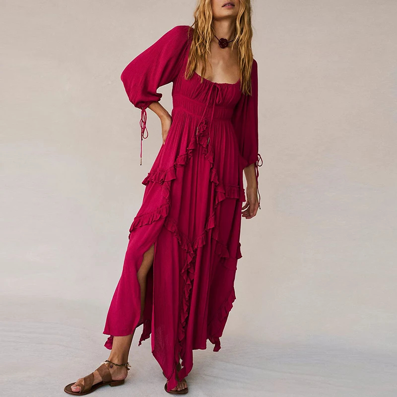 Elegant High Waist Lace Up Women Dress Autumn Casual Square Neck Pleated Chiffon Dress Fashion Lace Patchwork Ruffle Long Dress
Elegant High Waist Lace Up Women Dress Autumn Casual Square Neck Pleated Chiffon Dress Fashion Lace Patchwork Ruffle Long Dress