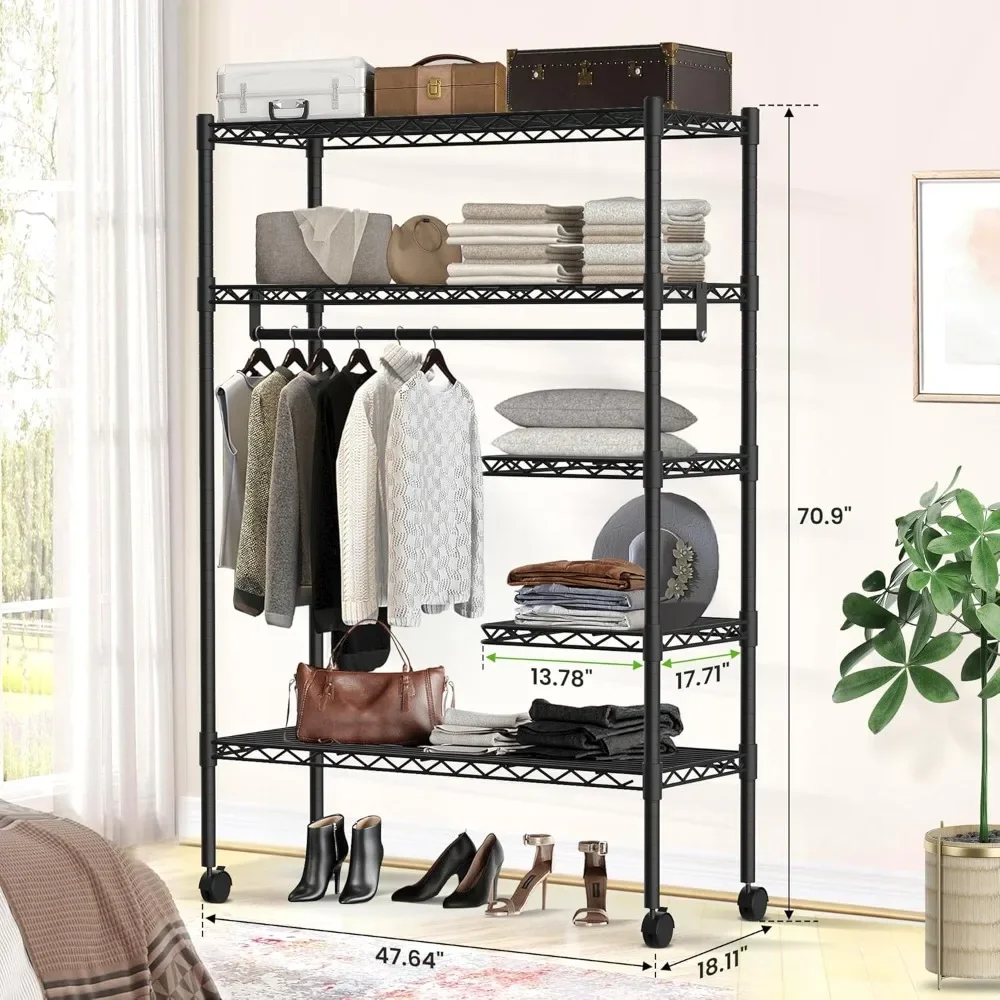 Heavy Duty Garment Rack, Free-Standing Rolling Clothes Rack with Fitted Grey Oxford Cover, Extra Large Wardrobe Storage Rack
Heavy Duty Garment Rack, Free-Standing Rolling Clothes Rack with Fitted Grey Oxford Cover, Extra Large Wardrobe Storage Rack