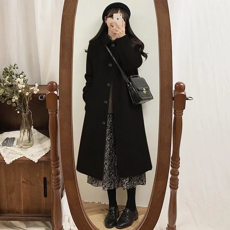 Women Elegant Black Blends Coats Autumn Winter Turn Collar Single Breasted Commute Coat Mid-Length Warm Chic Jackets New Parkas
Women Elegant Black Blends Coats Autumn Winter Turn Collar Single Breasted Commute Coat Mid-Length Warm Chic Jackets New Parkas