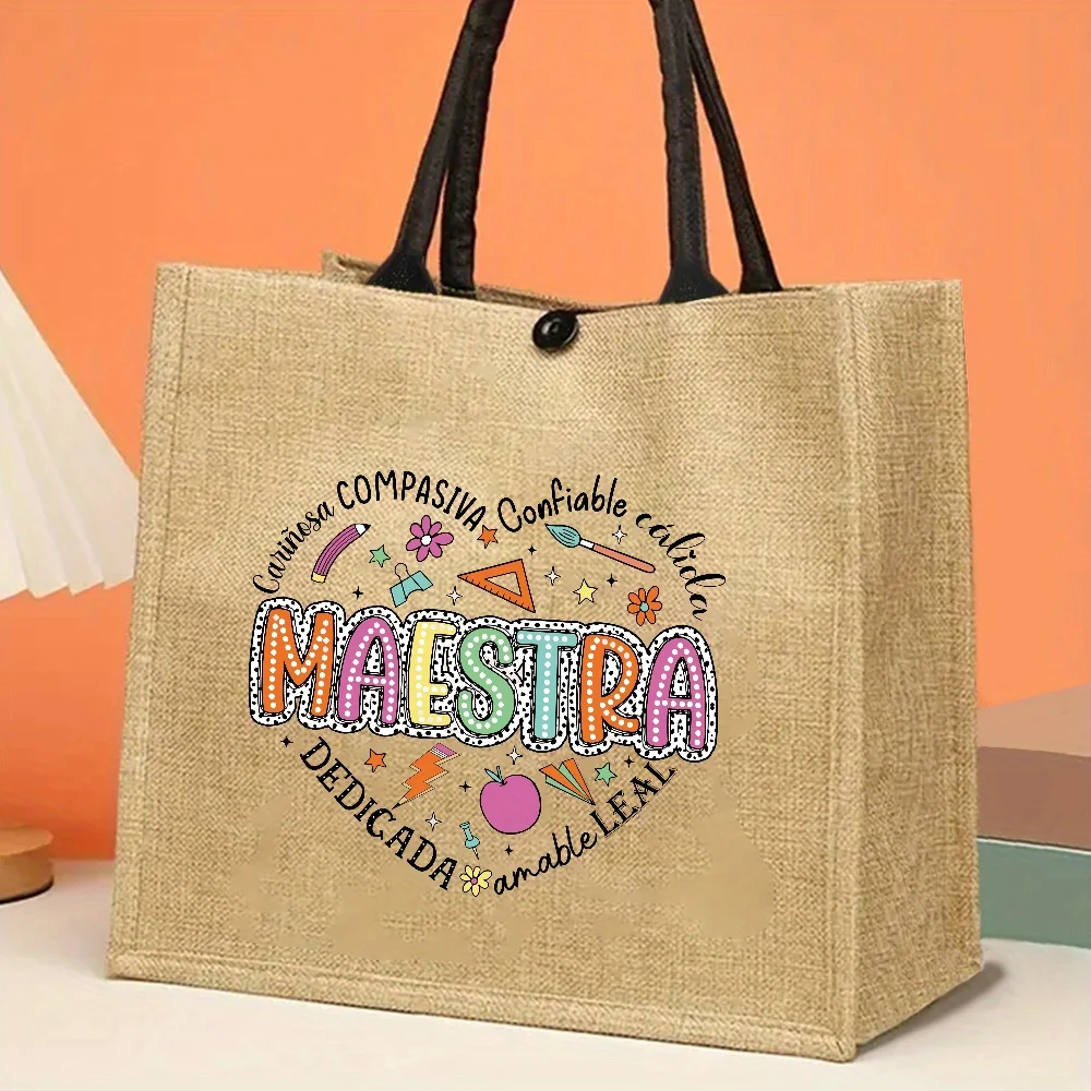 Funny Día Del Maestro De Español Tote Bag Large Capacity Jute Reusable Grocery Bag Vibrant Colorful Print Durable Shopping Bags
Funny Día Del Maestro De Español Tote Bag Large Capacity Jute Reusable Grocery Bag Vibrant Colorful Print Durable Shopping Bags