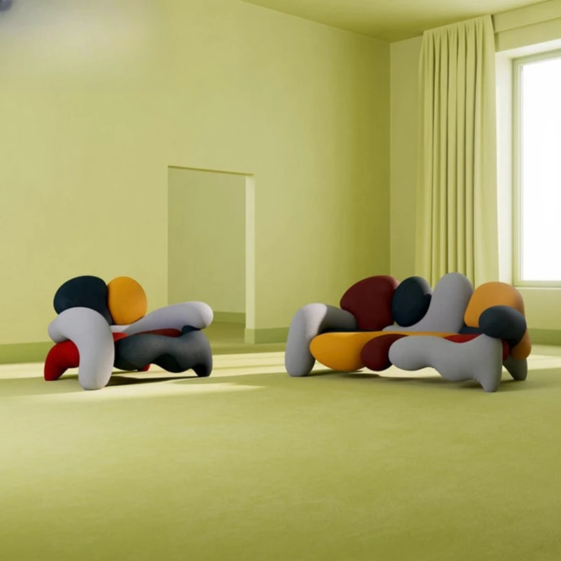 Designer special-shaped creative color matching single sofa sitting area living room dopamine color fabric module sofa
Designer special-shaped creative color matching single sofa sitting area living room dopamine color fabric module sofa