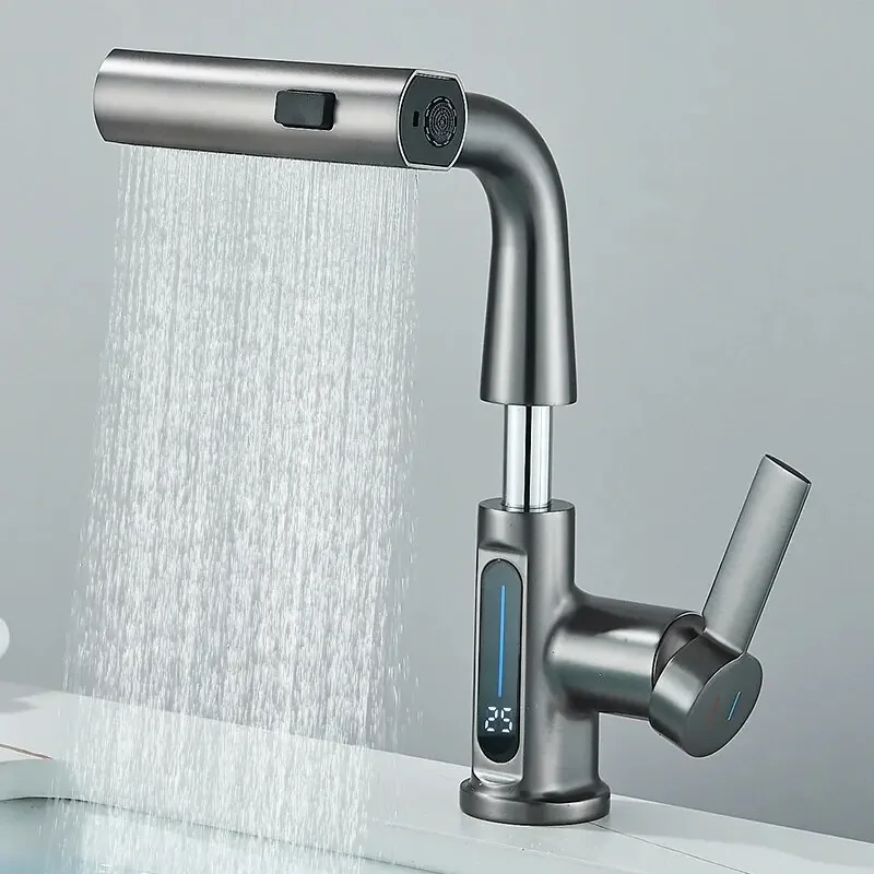 Pull Out Temperature Digital Display Basin Faucet For Bathroom Waterfall Stream 3 Way Sprayer Hot Cold Water Sink Mixer Wash Tap
Pull Out Temperature Digital Display Basin Faucet For Bathroom Waterfall Stream 3 Way Sprayer Hot Cold Water Sink Mixer Wash Tap