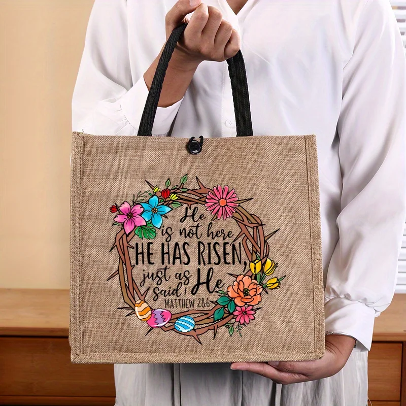 Women's Multifunctional Tote Crossbody Bag Easter Floral Crown of Thorns Design Handbag, Button Closure Fixed Shoulder Strap
Women's Multifunctional Tote Crossbody Bag Easter Floral Crown of Thorns Design Handbag, Button Closure Fixed Shoulder Strap