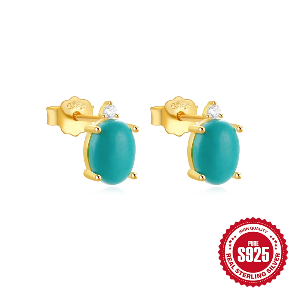 CANNER 925 Sterling Silver Turquoise Zircon Stud Earrings For Women 18K Gold Simple Luxury Earrings ins Fine Jewelry Party Gift
CANNER 925 Sterling Silver Turquoise Zircon Stud Earrings For Women 18K Gold Simple Luxury Earrings ins Fine Jewelry Party Gift