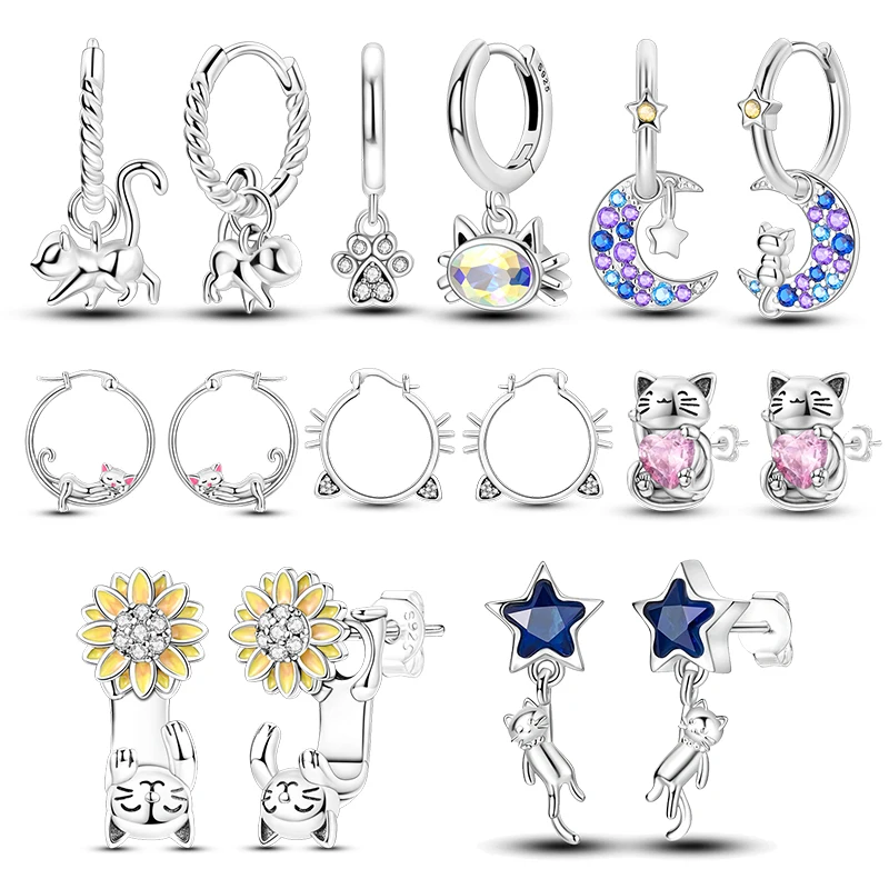 925 Sterling Silver Elegant Cute Cat Animal Ear Jewelry Party Wedding Jewelry Zircon Stone Earring Hoop Earrings for Women
925 Sterling Silver Elegant Cute Cat Animal Ear Jewelry Party Wedding Jewelry Zircon Stone Earring Hoop Earrings for Women