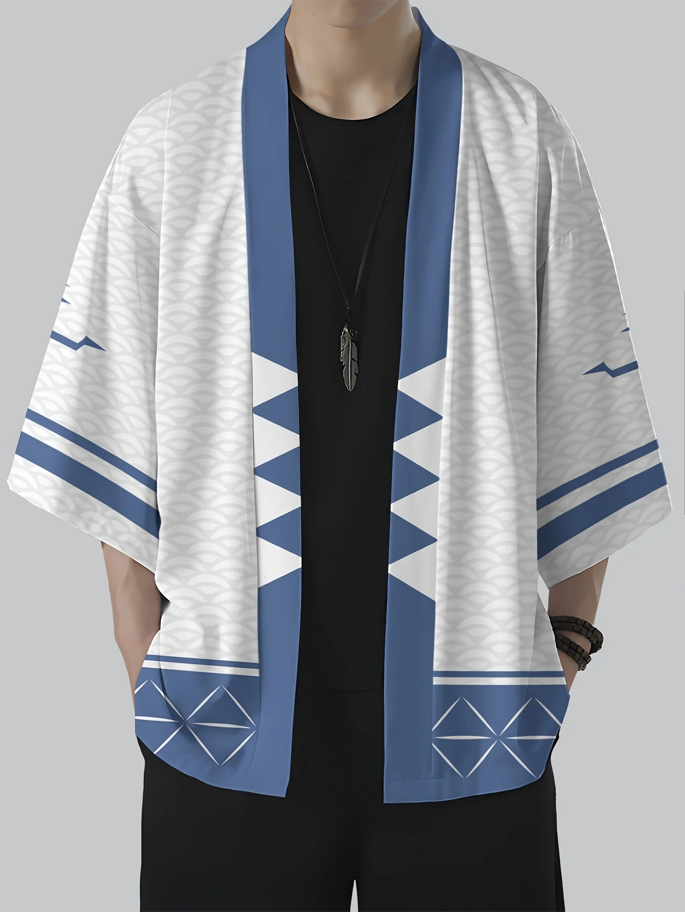 2026 Summer New Men's Kimono 3D Simple White and Blue Patchwork Print Casual Fashion Street Style Comfortable Lightweight Soft
2026 Summer New Men's Kimono 3D Simple White and Blue Patchwork Print Casual Fashion Street Style Comfortable Lightweight Soft