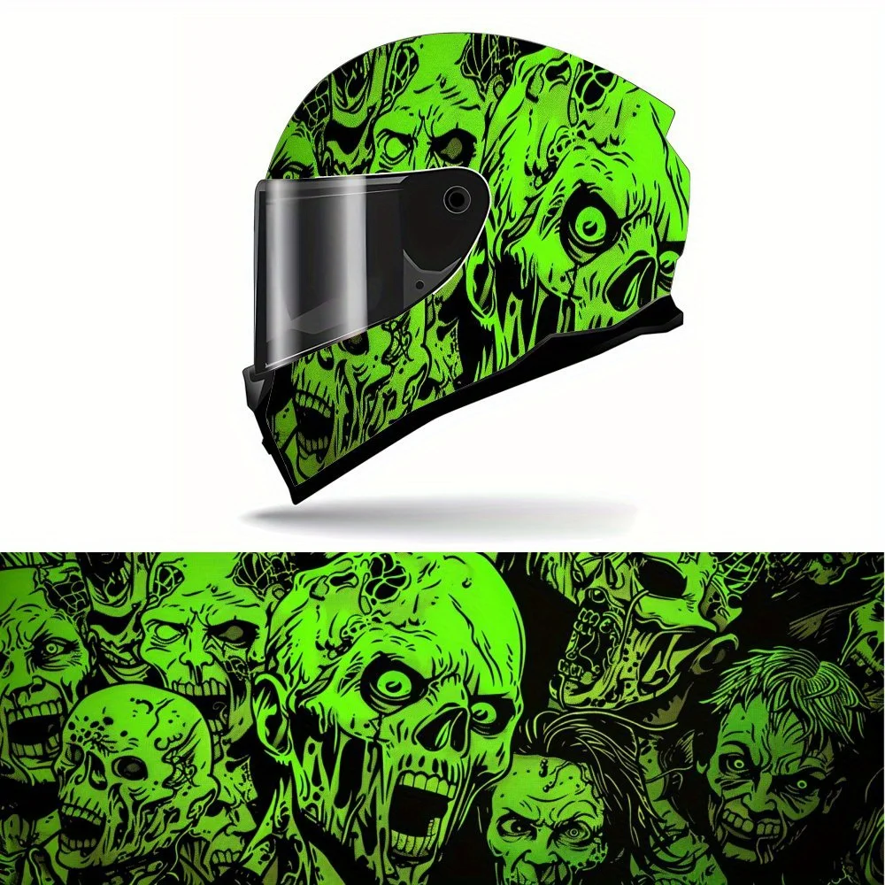 Fluorescent Green Zombie Siege PVC Motorcycle Helmet Vinyl Wrap, Self-Adhesive Waterproof Sticker, Anti-Scratch Decorative Film
Fluorescent Green Zombie Siege PVC Motorcycle Helmet Vinyl Wrap, Self-Adhesive Waterproof Sticker, Anti-Scratch Decorative Film