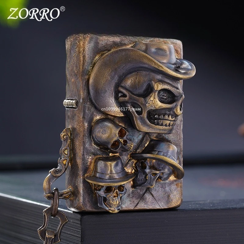 Zorro Flip-top High-definition Skull Kerosiene Lighter Embossed Series Copper Shell Kerosiene Lighter Smoking Accessories
Zorro Flip-top High-definition Skull Kerosiene Lighter Embossed Series Copper Shell Kerosiene Lighter Smoking Accessories